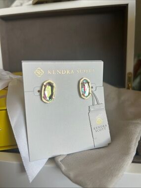 Kendra Scott Ellie Dichotic Gold-Trim Stud Earrings. NWT